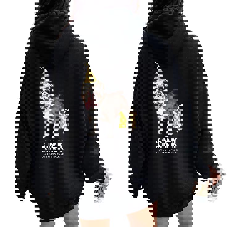 還暦祝い 犬好き 男性 女性 父 母 還暦 お祝い 60歳 かわいい 犬 ブルドッグ おしゃれ おもしろ 長袖tシャツ レディース オーバーサイズ パーカー バックプリント