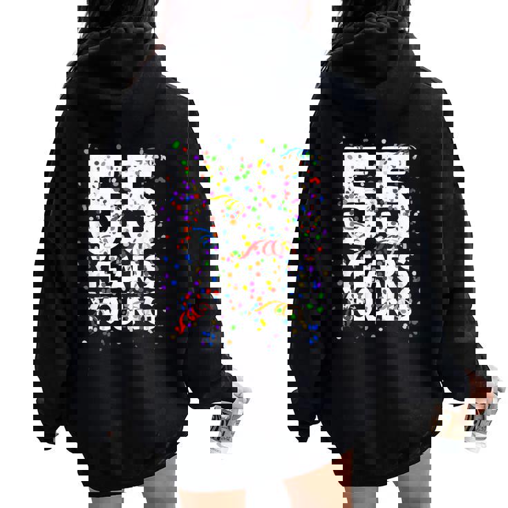 面白い 55 歳 若い55歳の誕生日おめでとうシャツ 男性用 女性用 レディース オーバーサイズ パーカー バックプリント