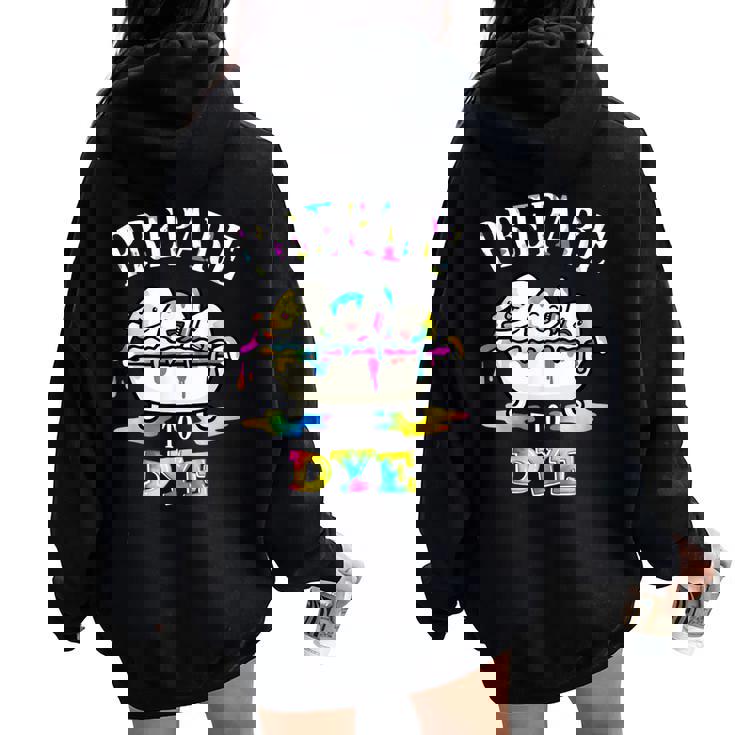 面白いイースターしゃれ。染める準備をする卵狩り。男性、女性、子供用。 レディース オーバーサイズ パーカー バックプリント