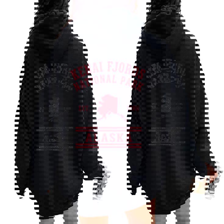 Kenai Fjords National Park Est 1980 Alaska Women Oversized Hoodie Back Print