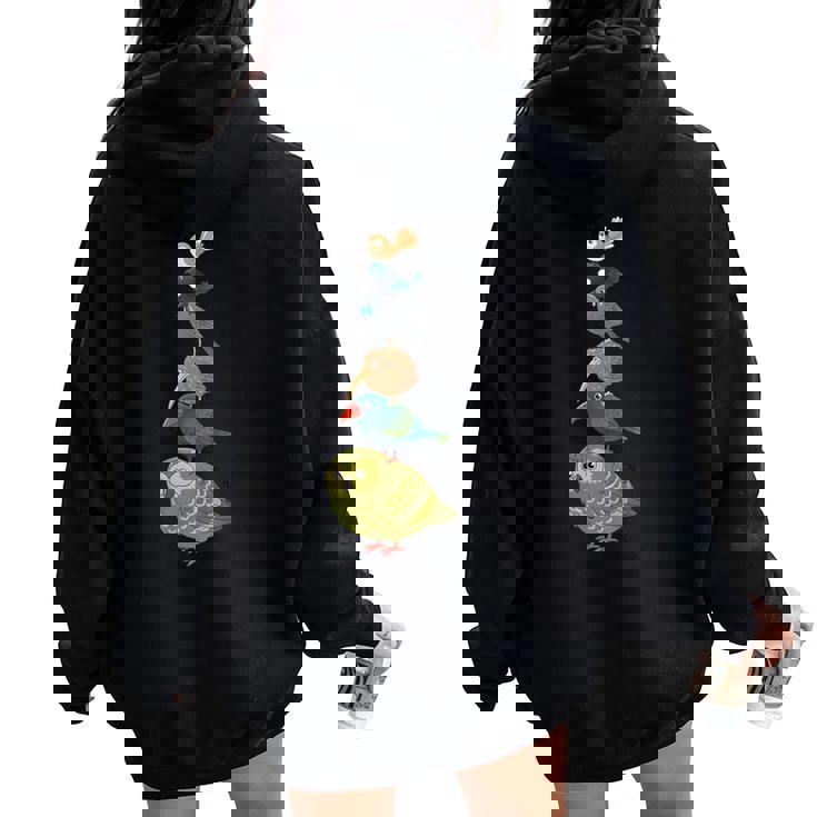 New Zealand Bird Lover Wildlife Bird Watching Kiwi Kakapo Women Oversized Hoodie Back Print