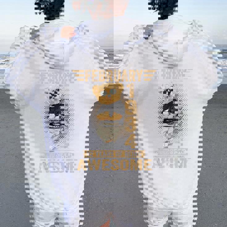 2月 92歳の誕生日 男性 女性 1934年 素晴らしいテディベア レディース オーバーサイズ パーカー バックプリント