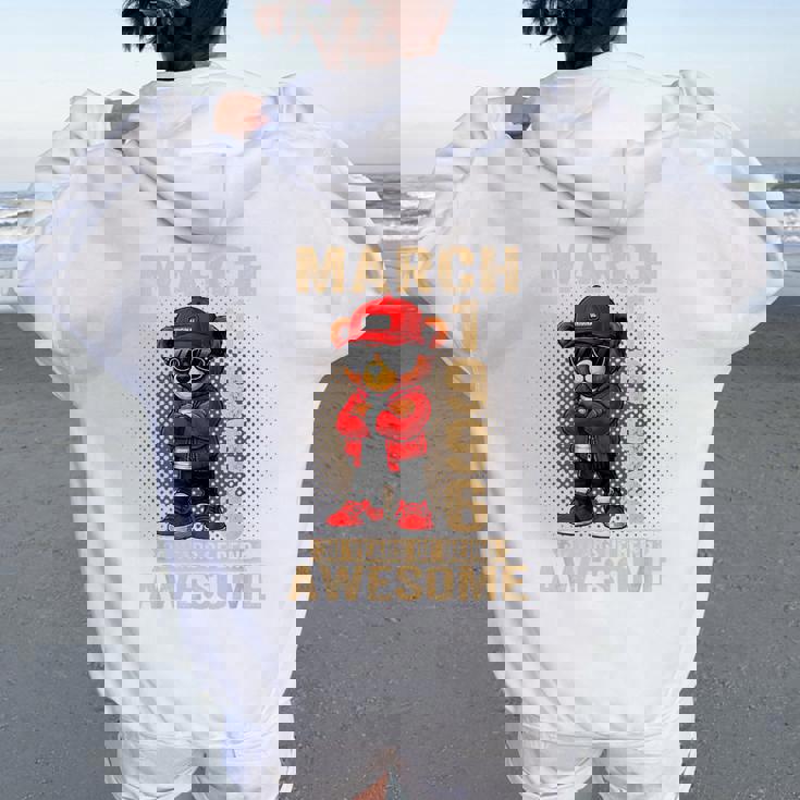 3月30日 誕生日 男性 女性 1996年 素晴らしいテディベア レディース オーバーサイズ パーカー バックプリント