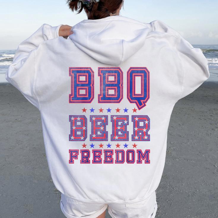 Bbq Beer Freedom シャツ ビンテージ レディース オーバーサイズ パーカー バックプリント