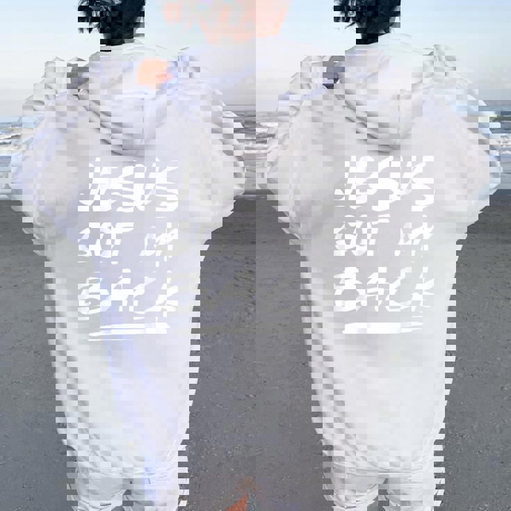 Jesus Got My Back Christian Bible レディース オーバーサイズ パーカー バックプリント