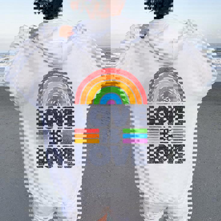 Lgbtq Love Is Love Gay Pride Lgbt Ally Rainbow Flagintage レディース オーバーサイズ パーカー バックプリント
