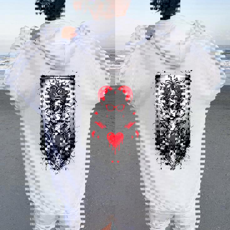 Rojo Reina De Corazones Corona Rebelde Gafas Deol Poker Card Es Women Oversized Hoodie Back Print