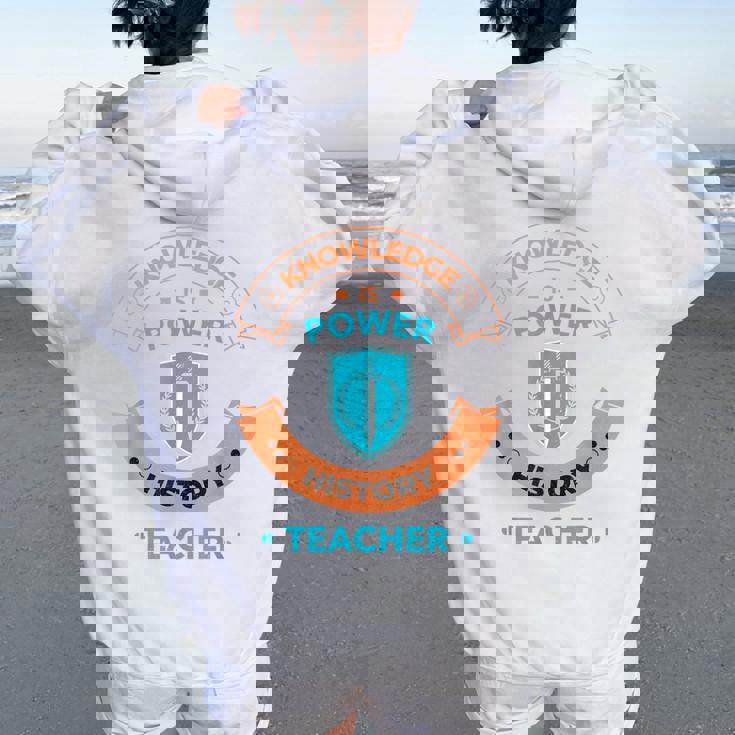 History Teacher 学校 歴史 先生 先生 レディース オーバーサイズ パーカー バックプリント