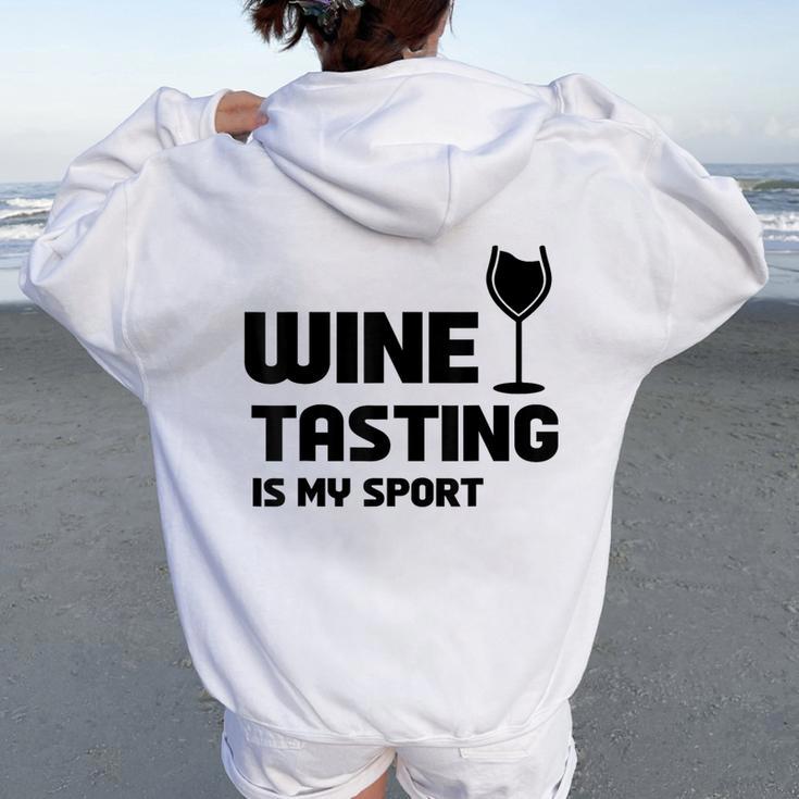 Wine Tasting Is Myport 面白いワインの名言 レディース オーバーサイズ パーカー バックプリント