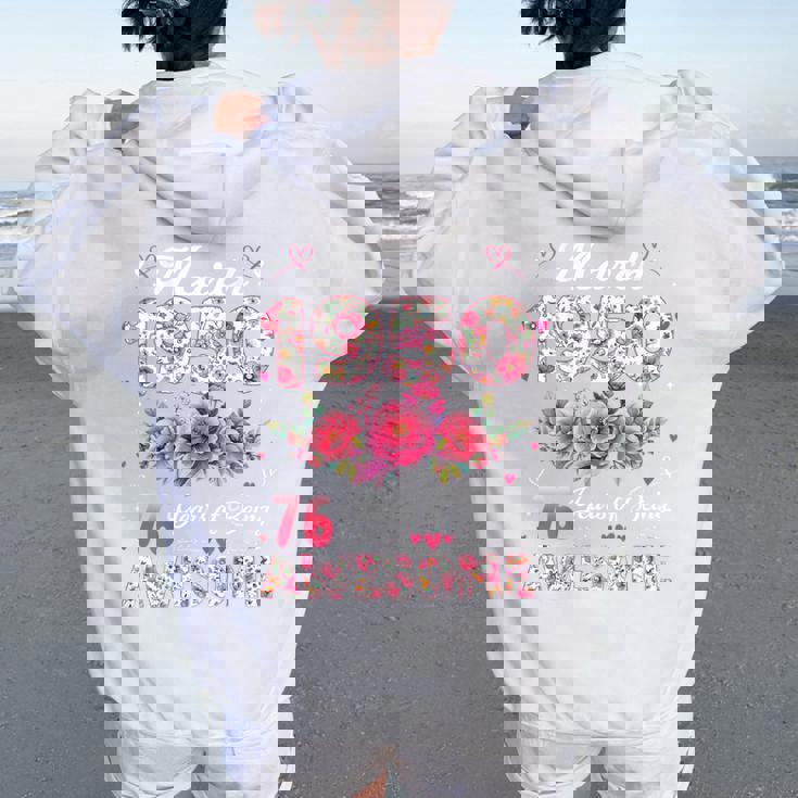 オンバック 76歳 1950年3月 花柄 76歳の誕生日 レディース オーバーサイズ パーカー バックプリント