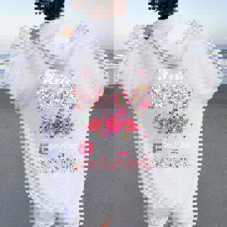 オンバック 81歳 1945年3月 花柄 81歳の誕生日 レディース オーバーサイズ パーカー バックプリント