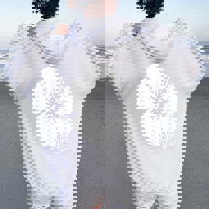 ハイビスカス 花 アロハ ハワイ ハワイ諸島 ビーチ サーフィン レディース オーバーサイズ パーカー バックプリント