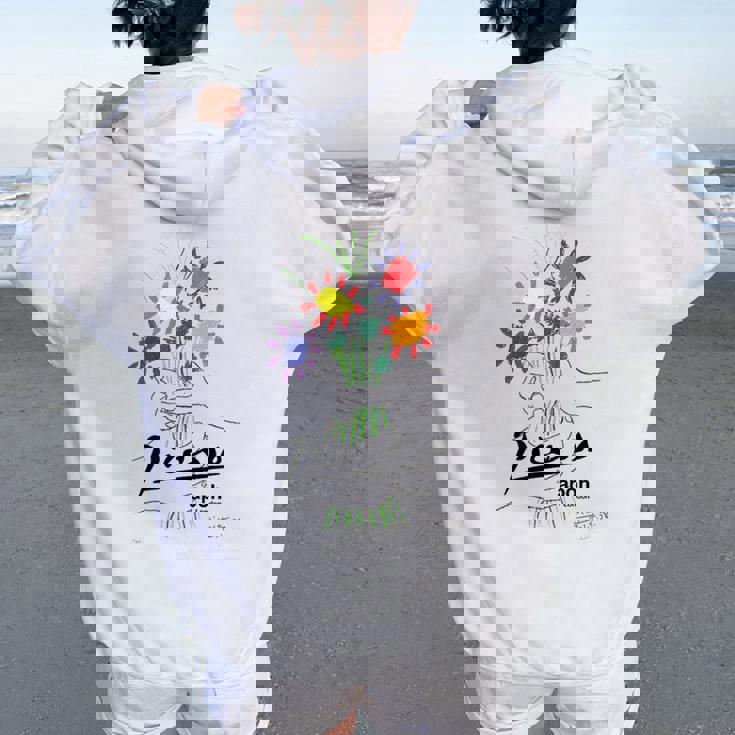 パブロ・ピカソ 平和の花 作品 描画 Papl2192 レディース オーバーサイズ パーカー バックプリント