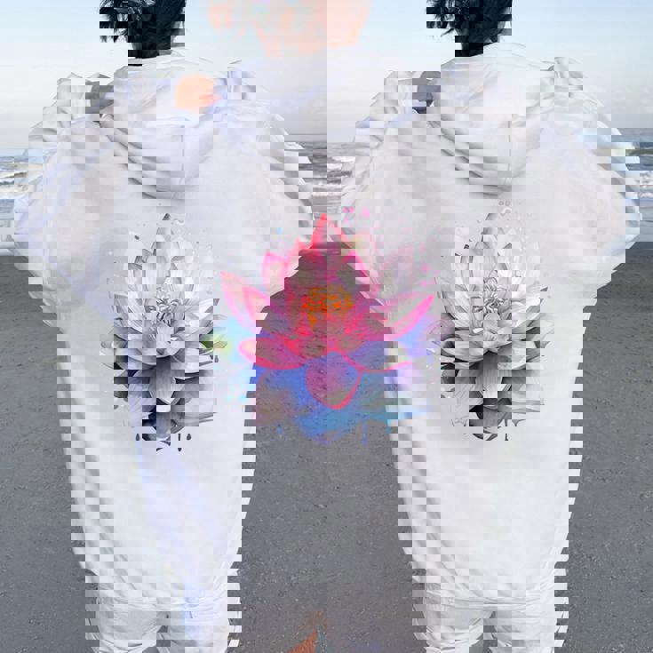 蓮の花 ユリパッド、自然、花、ビューティーアート レディース オーバーサイズ パーカー バックプリント