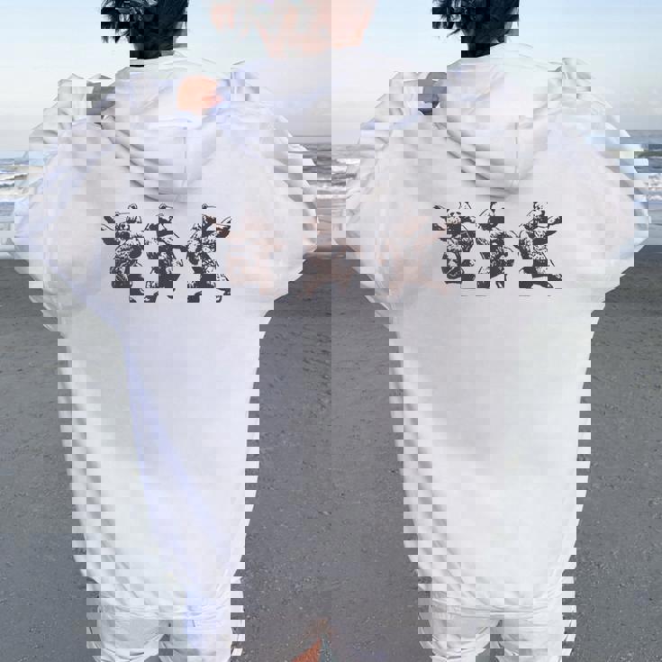 面白いクマのダンスグラフィック。動物愛好家、男性、女性、子供用。 レディース オーバーサイズ パーカー バックプリント