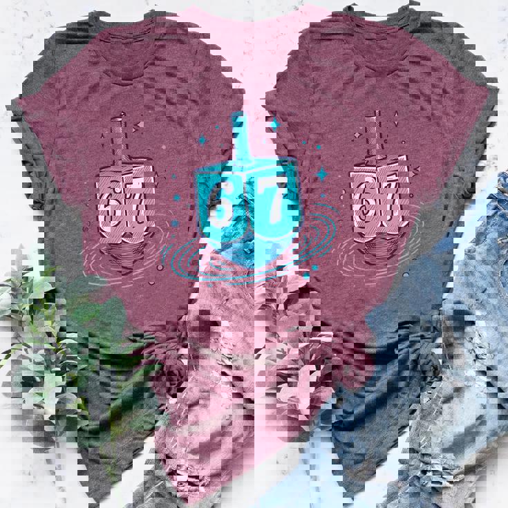 67 Hanukkah Six Seven Bruh Chanukah Dreidel Menorah 6 7 Meme Women's Heather T-Shirt