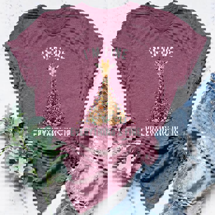 Giraffe Christmas I'm Fine Everything Is Fine Wildlife Women's Heather T-Shirt