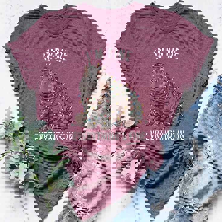 Hippo Christmas I'm Fine Everything Is Fine Wildlife Women's Heather T-Shirt