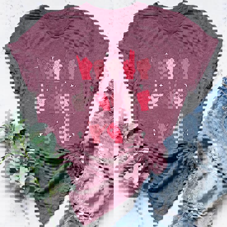 Jesus Loves You ASL Sign Language Christian Valentine Women Women's Heather T-Shirt