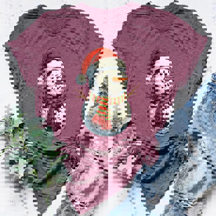 Snowman With Santa Hat Soccer Balls Christmas Women Men Kids Women's Heather T-Shirt