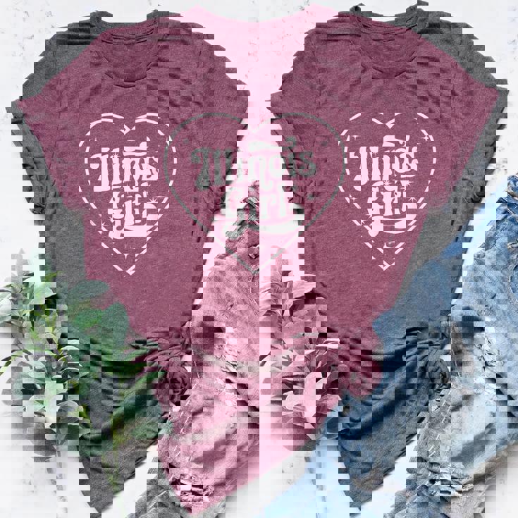 Illinois Girl Retro IL Girls Heart State Women's Heather T-Shirt