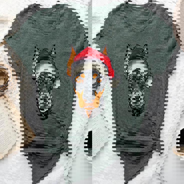 Santa Hat Xmas Pajamas Doberman Pinscher Dog Christmas Bella Canvas T-shirt