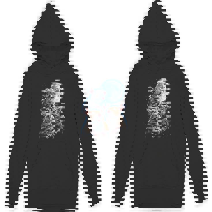 3 マウス 月 3 匹のネズミ 面白い げっ歯類 恋人 ユーモア 空 夜 長袖tシャツ パーカー