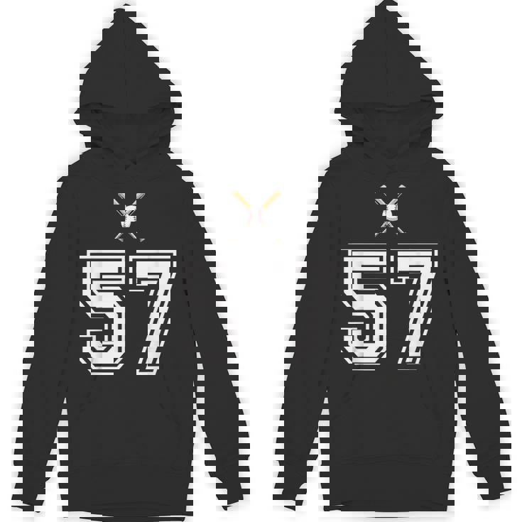 57 番 野球スタイル ヴィンテージホワイト パーカー