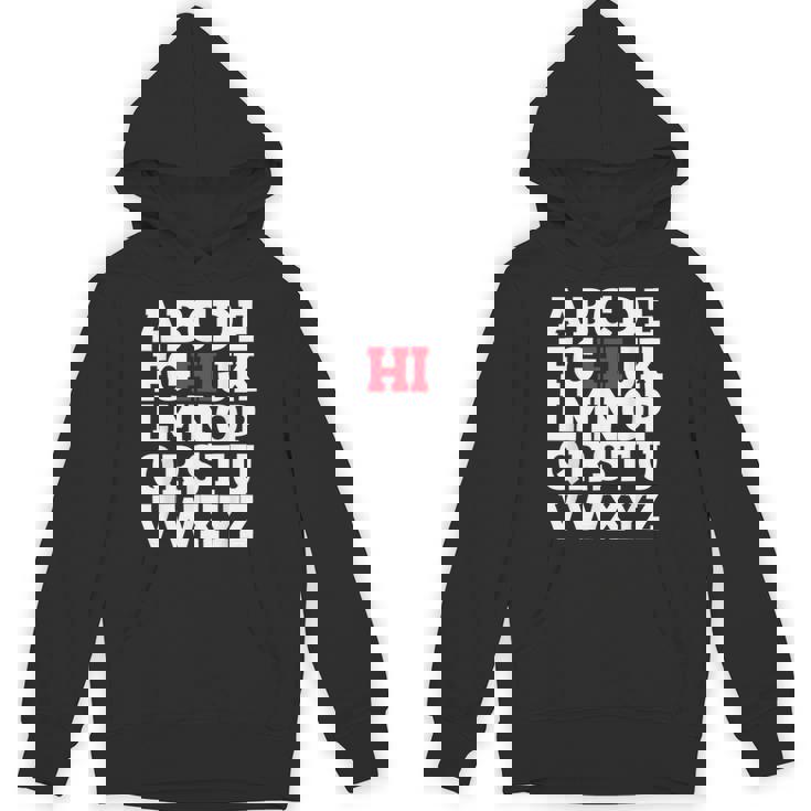 Abcのhiおかしいこんにちはアルファベット学生教師グリーティング パーカー