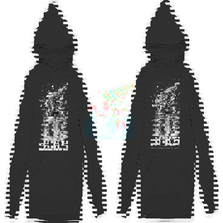 Believe Alien And Bigfoot Christmas Tank Top Unisex Hoodie