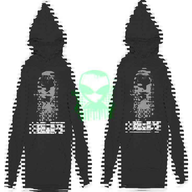 I Believe In Aliens Retro UFO Space Vibes Cosmic Lover Unisex Hoodie