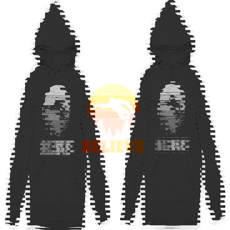 Bigfoot Believe Disc Golf Retro Sunset Vintage Flying Disc Unisex Hoodie