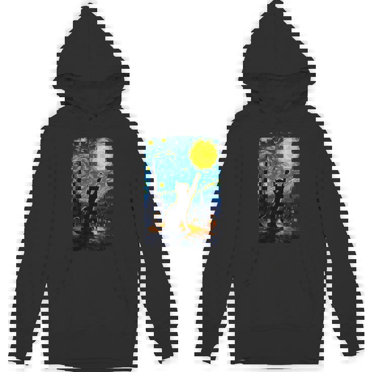 Black Cat Starry Night Van Gogh Cat Cat Mom Cat Dad Hoodie