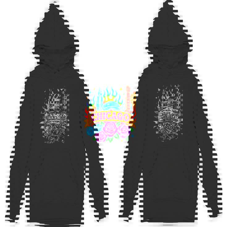 Chicago Rainbow City Retro Tattoo Aesthetic Unisex Hoodie