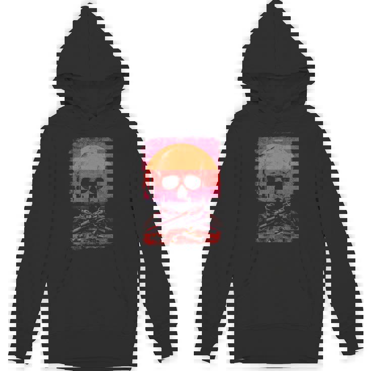 Creepy Skull With Desert Sunset Dark Western Skeleton Gothic Unisex Hoodie