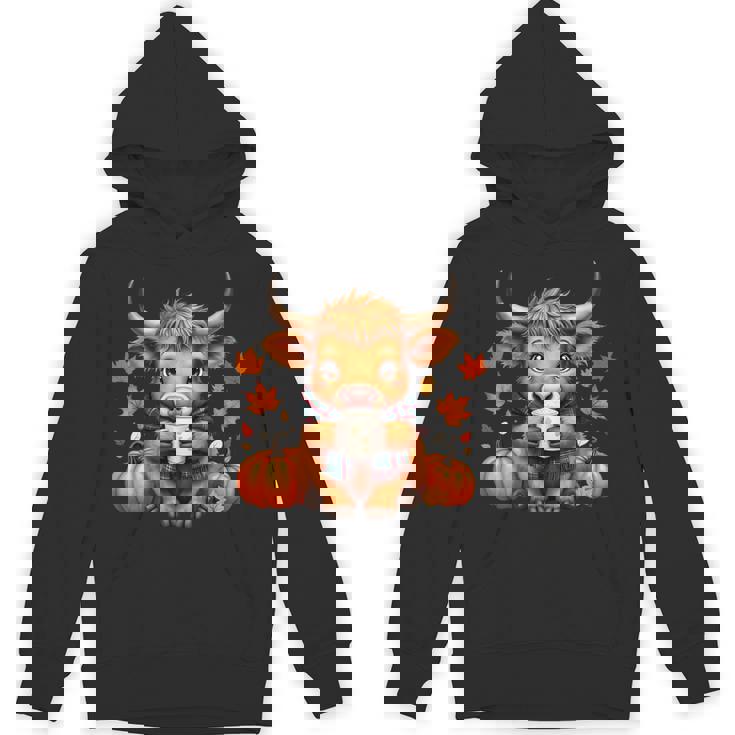 Cute Highland Cow Autumn Pumpkin Fall Coffee Pumpkin Spice Unisex Hoodie