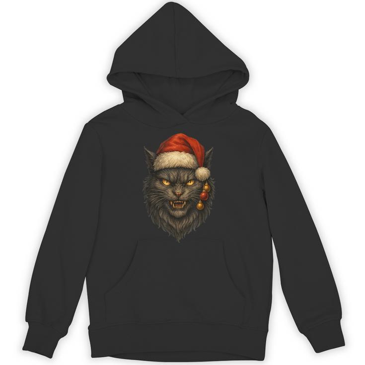 Evil Christmas Cat With Santa Hat And Ornaments Hoodie