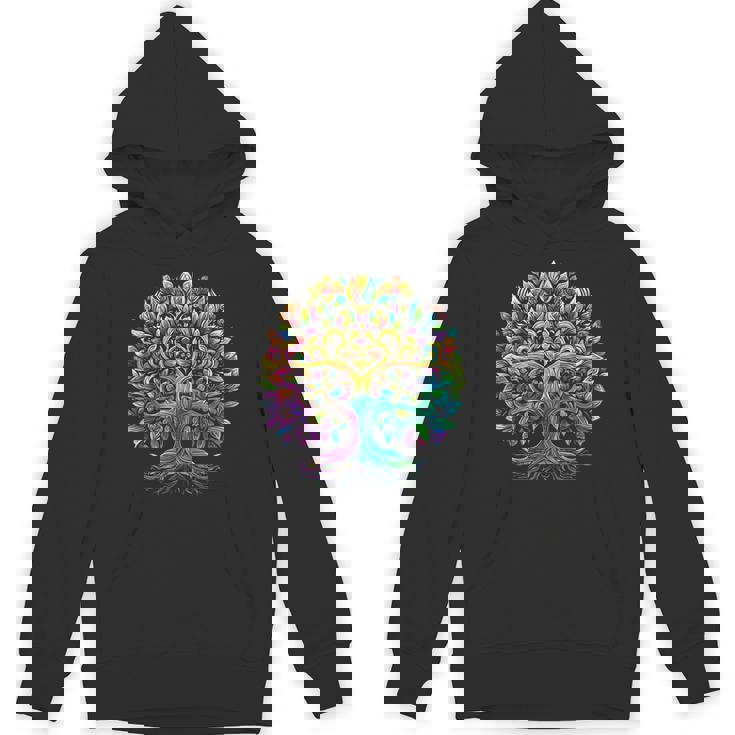 Full Foliage Tree Of Life 葉がいっぱいのレインボー生命の木 パーカー
