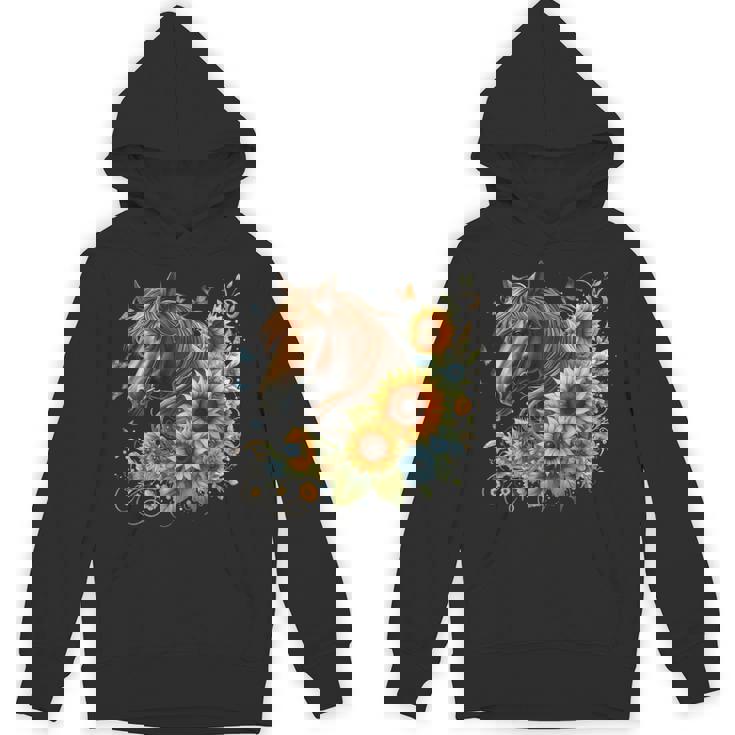 Horse Sunflower Butterfly Country Western Boho Horses Riding Unisex Hoodie