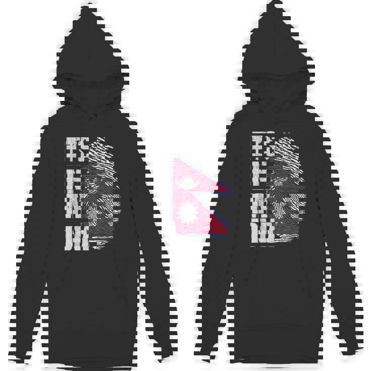 It's In My Dna ネパール ネパール国旗 指紋 パーカー