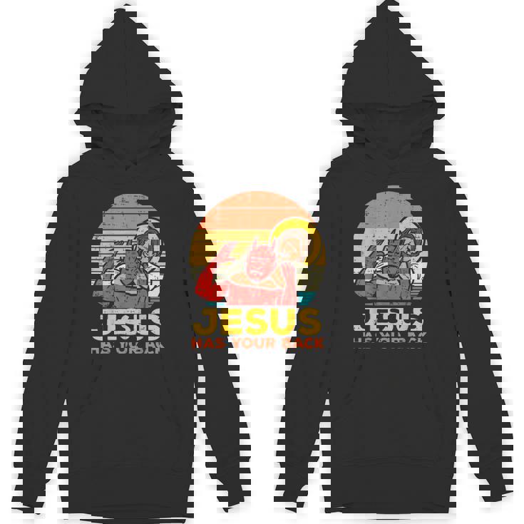 Jesus Has Your Back Jiu Jitsu レトロ クリスチャン メンズ レディース キッズ パーカー