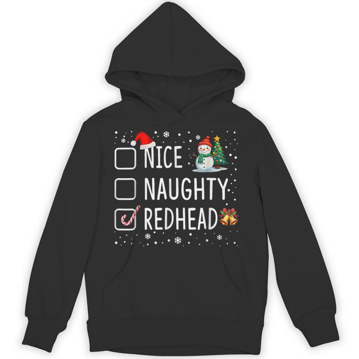 Naughty Nice Redhead Christmas Pajamas Santa Hat Xmas Hoodie