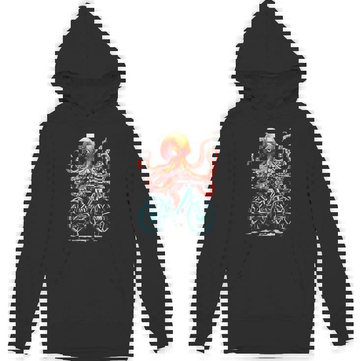 Octopus On Bicycle Cycling Squid Road Bike Cyclist Unisex Hoodie