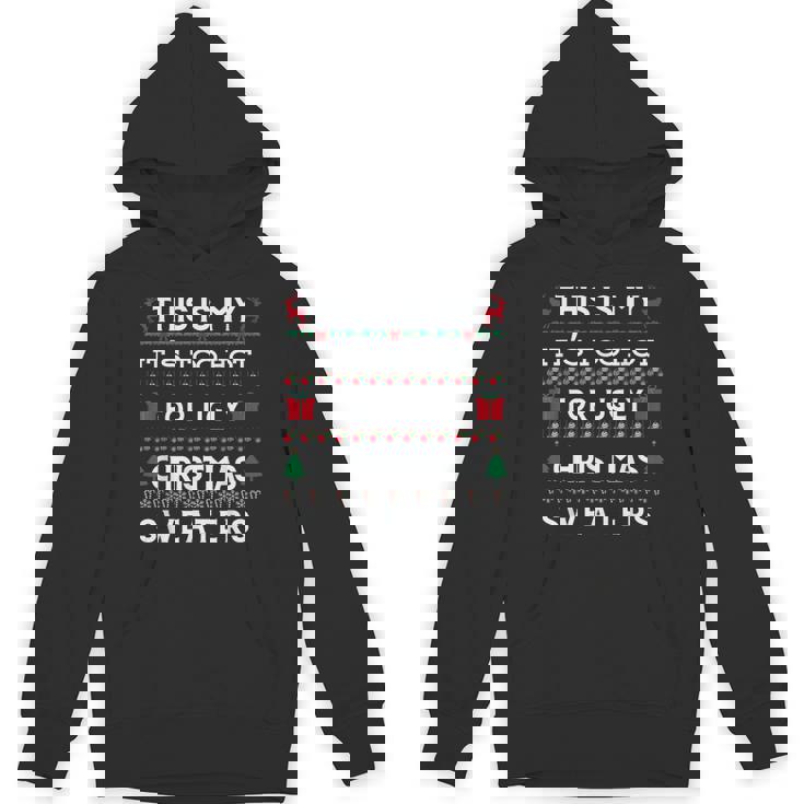 Retro Ugly Christmas Sweater Candy Cane Tree Vibes Hoodie