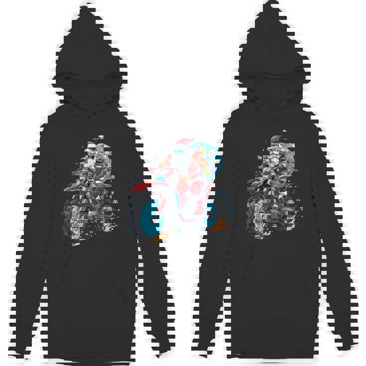 Santa Claus Riding Dirt Bike In a Fun Festive Holiday Ride Tank Top Unisex Hoodie