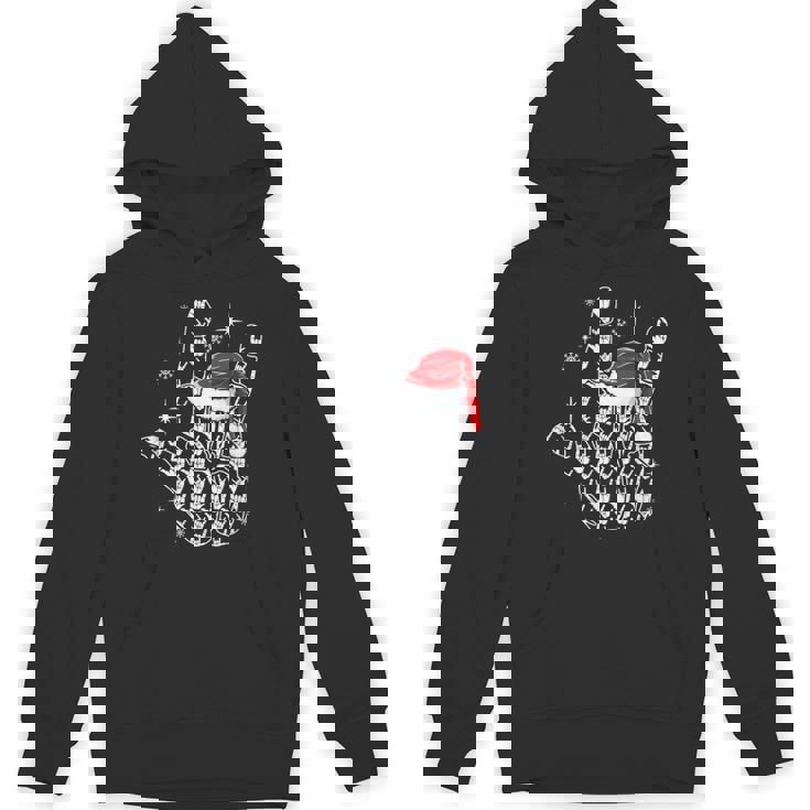 Santa Rock Hand Sign Language Christmas Rock Music Lover Unisex Hoodie