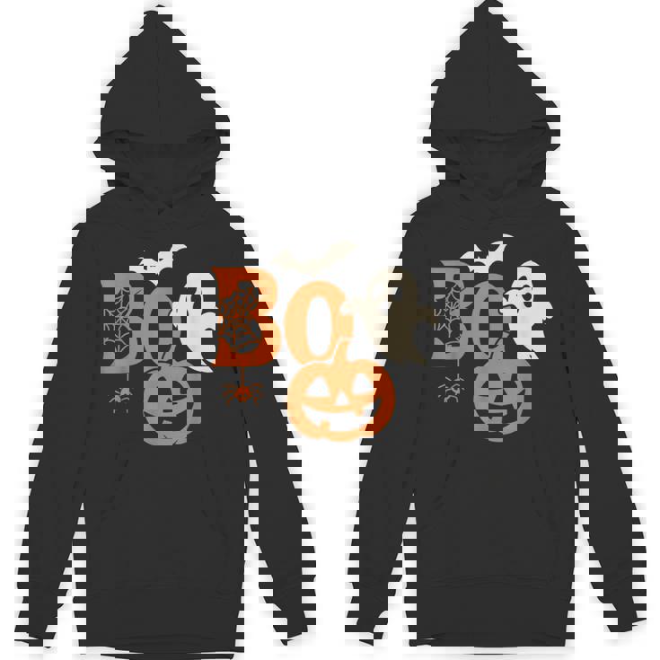 Scary Bold Boo Halloween Ghost Pumpkin Bat Spider Unisex Hoodie