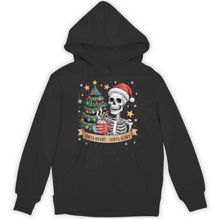 Sorta Merry Sorta Scary Retro Skeleton Hot Cocoa Christmas Hoodie