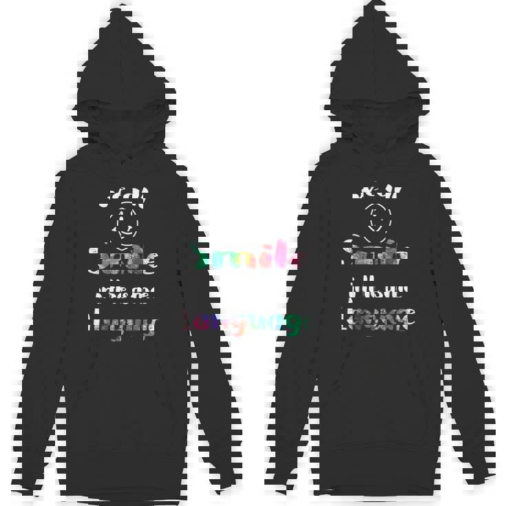 We Allmile In Theame Language かわいい 平等 スマイル パーカー