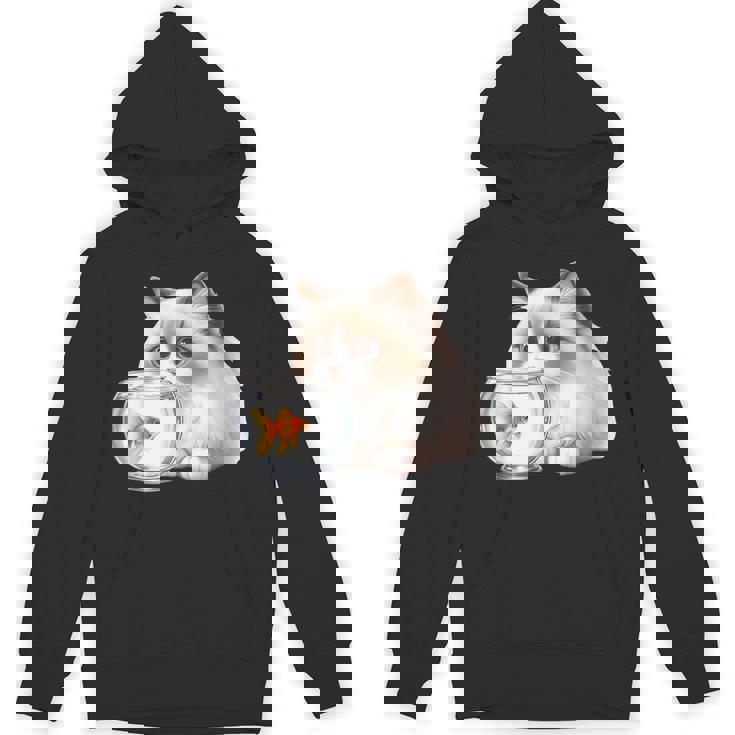 おさるのラグドール 猫と金魚 パーカー